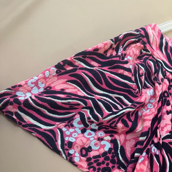 Go Softly Women's Patio Dress Pockets House Muu Muu Boho XL Pink Zebra Button Up - Picture 4 of 6